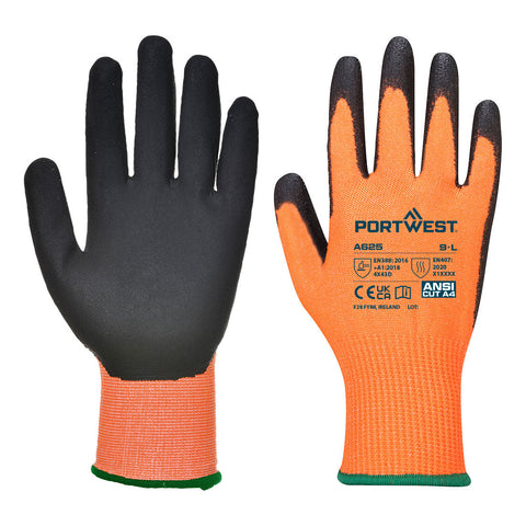 Portwest Vis-Tex PU Schnittschutzhandschuh – A625 – Orange/Schwarz