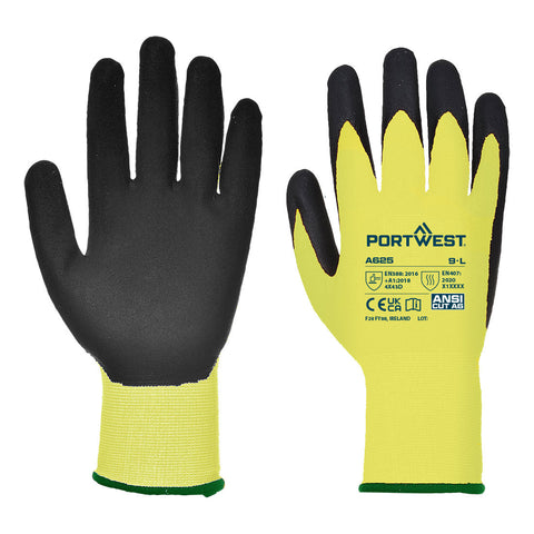 Portwest Vis-Tex PU Schnittschutzhandschuh – A625 – Gelb/Schwarz