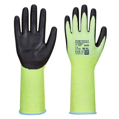 Portwest Grüner Schnittschutzhandschuh Lange Stulpe – A632 – Gruen/Schwarz