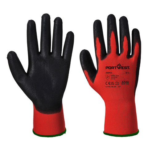 Portwest RED PU-SCHAUM-HANDSCHUH – A641 – Rot/Schwarz