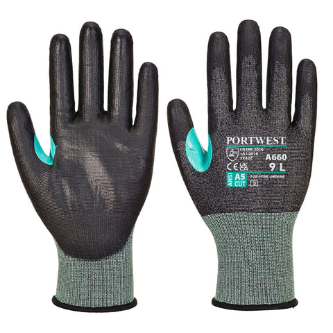 Portwest CS VHR18 PU-Schnittschutzhandschuh – A660 – Schwarz