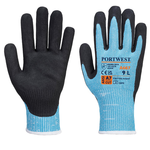 Portwest Claymore Cut F13 Nitril-Handschuh – A667 – Blau/Schwarz