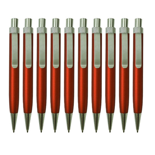Beauty Kugelschreiber 10er Set – Aluminium, Druckmechanik, Parker-Mine, 13,5 cm
