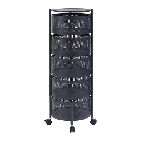 Drehbares Aufbewahrungsregal auf Rollen – 5 Ebenen, 94 cm, für Wohnzimmer & Büro