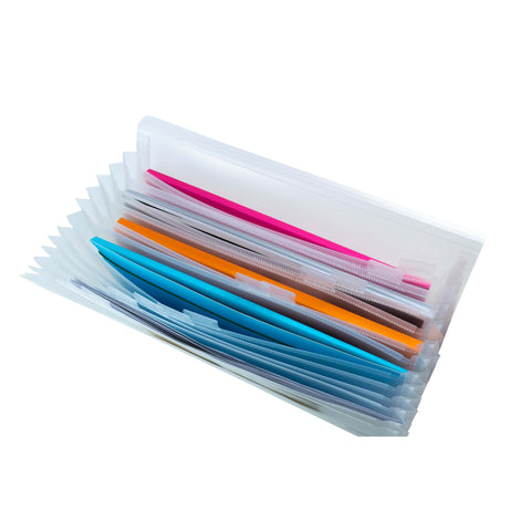 Fächermappe A4 Transparent – 13 Fächer & 12 Beschriftbare Tabs