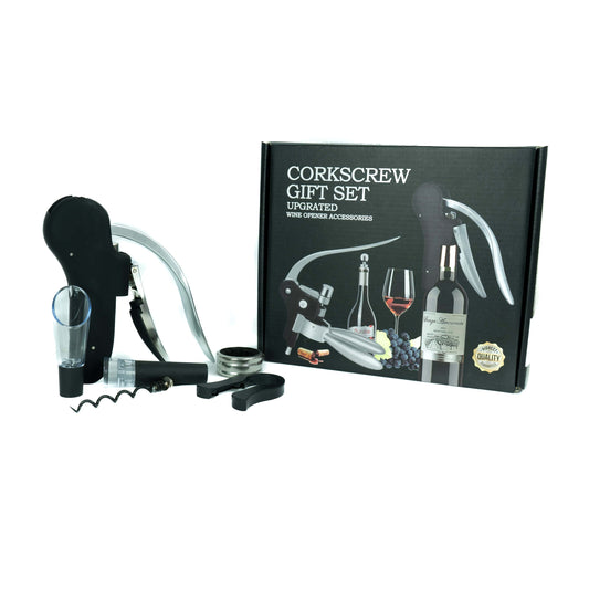 Easy-Lift Korkenzieher Set – 6-teilig mit Ausgiesser, Stopfer & Banderolenschneider