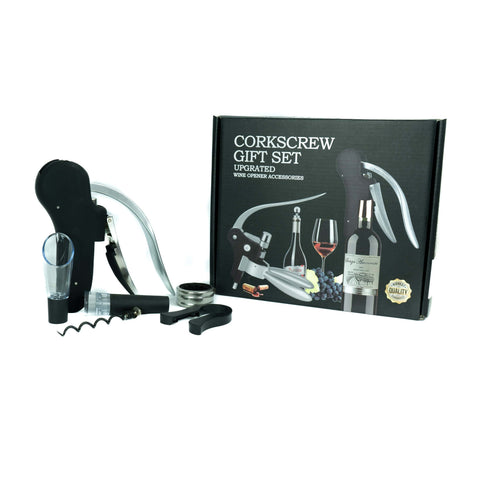 Easy-Lift Korkenzieher Set – 6-teilig mit Ausgiesser, Stopfer & Banderolenschneider