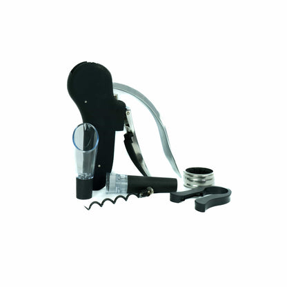 Easy-Lift Korkenzieher Set – 6-teilig mit Ausgiesser, Stopfer & Banderolenschneider
