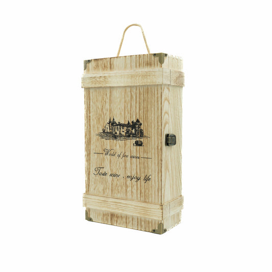Weinkiste aus Echtholz – Leer, Für 2 Flaschen
