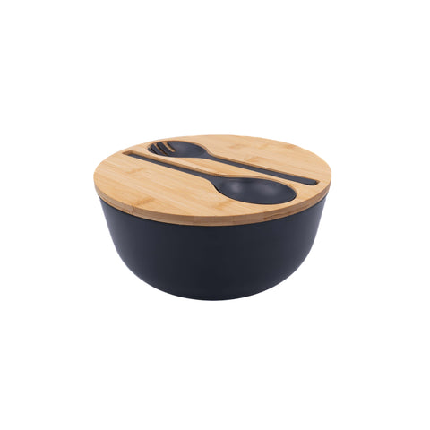 Sally Bowl Salatschüssel mit Besteck & Holzdeckel