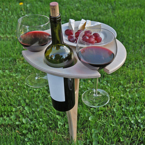 Outdoor Weintisch – Für 1 Flasche & 2 Gläser, Als Servierwagen & Beistelltisch