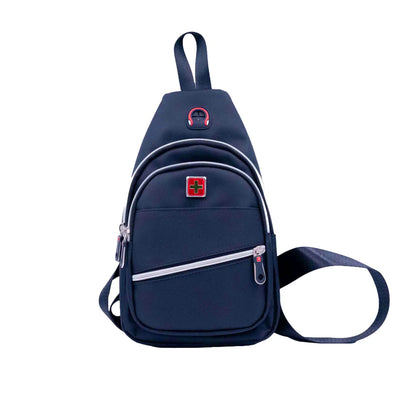 Swiss Brusttasche Navy – 2 Hauptfächer, Verstellbarer Gurt & 19x9x39cm