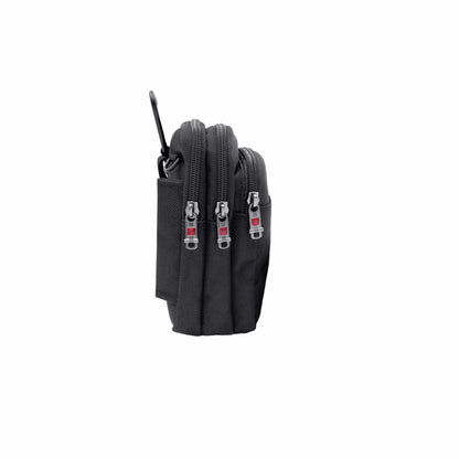 Swiss Gürteltasche – 3 Fächer, Karabinerhaken & 16x13x8cm