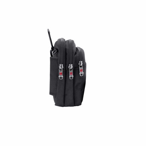 Swiss Gürteltasche – 3 Fächer, Karabinerhaken & 16x13x8cm