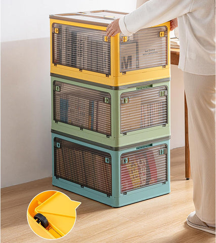 Haushalt Faltbox mit Deckel & Rädern – 59,5x41,5x33,5cm, Faltbar & Stabil