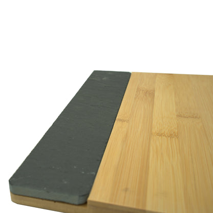 Buffet-Platte Bambus mit Schieferplatte – 25x30cm, Stilvoll & Leicht zu Reinigen