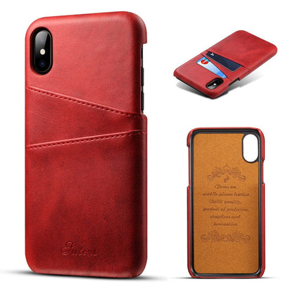 Hardcase Lederhülle für iPhone XR – mit 2 Kartenfächern