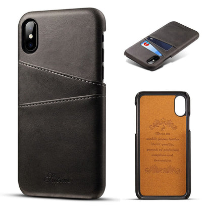 Hardcase Lederhülle für iPhone XR – mit 2 Kartenfächern