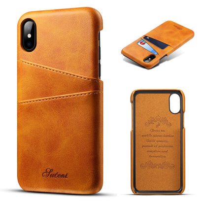 Hardcase Lederhülle für iPhone XR – mit 2 Kartenfächern