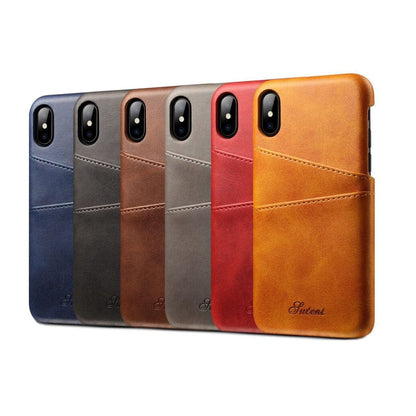 Hardcase Lederhülle für iPhone XR – mit 2 Kartenfächern