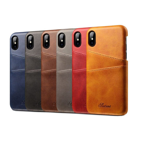 Hardcase Lederhülle für iPhone XR – mit 2 Kartenfächern