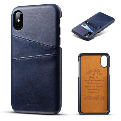 Hardcase Lederhülle für iPhone XR – mit 2 Kartenfächern