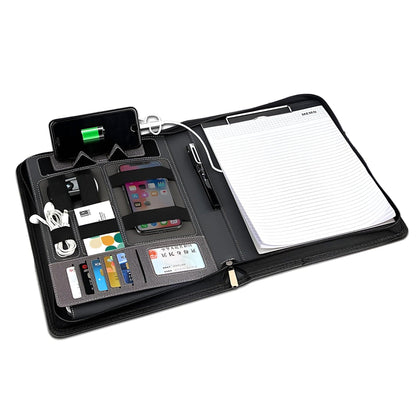 Milano A4 Organizer mit Powerbank – Klemmbrett, Tablet-Halterung & Kunstleder