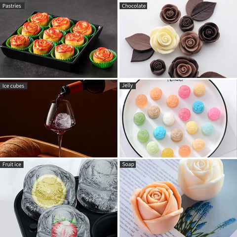 Silikon Eiswürfelform 3D Rosen – Für Eis, Schokolade & Seife