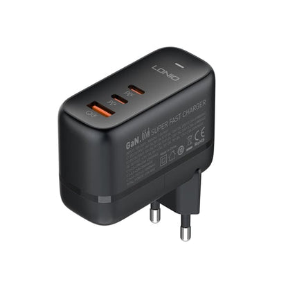 3-in-1 Turbo Charger 65W – 2x USB-C & 1x USB, Inkl. UK/EU/US Aufsätze