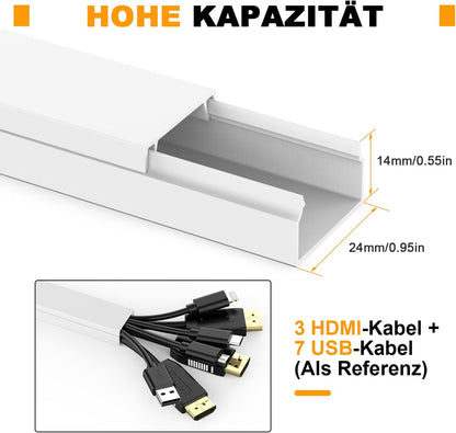 Kabelkanal-Set aus Kunststoff – selbstklebend, verschiedene Grössen