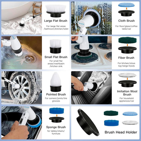 Elektrischer Spin Scrub – 9 Aufsätze & 2 Verlängerungsstäbe