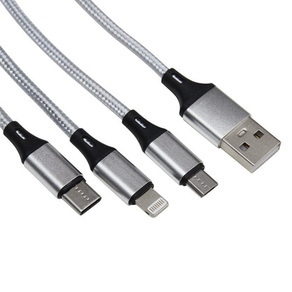 Charge Distance Ladekabel 3-in-1 – USB-C, Micro-USB & Lightning, 120 cm