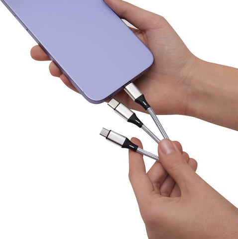 Charge Distance Ladekabel 3-in-1 – USB-C, Micro-USB & Lightning, 120 cm
