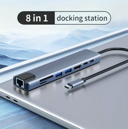 USB-C Hub 8-Port – HDMI 4K, USB-A, SD-Kartenleser & Schnellladen
