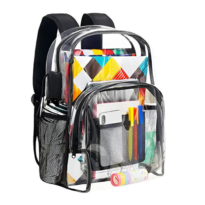 Transparenter Rucksack aus PVC – 40 x 20 x 32 cm, wasserabweisend