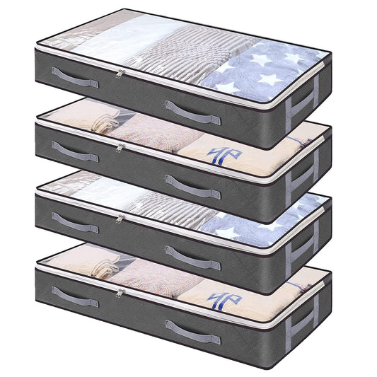 Aufbewahrungstaschen 4er-Set – 100 x 50 x 15 cm, mit Sichtfenster & Reissverschluss