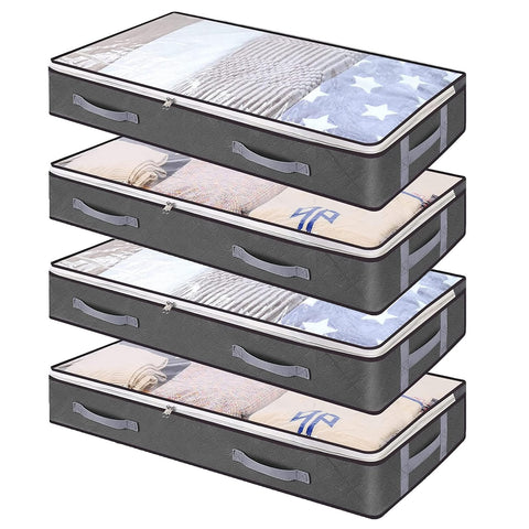 Aufbewahrungstaschen 4er-Set – 100 x 50 x 15 cm, mit Sichtfenster & Reissverschluss