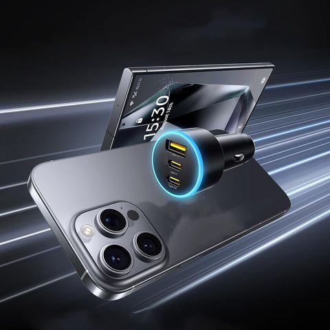 Fast Car Charger 165W – 2x USB-C & 1x USB-A, 3 Geräte gleichzeitig