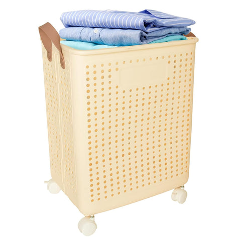 Wäschekorb mit Rädern – faltbar, 50 x 20 x 37 cm, mobil & platzsparend