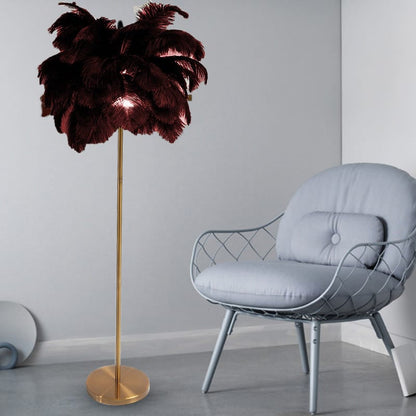 Straussenfeder-Stehlampe – 150 x 60 cm, mit echten Federn, glamourös & elegant