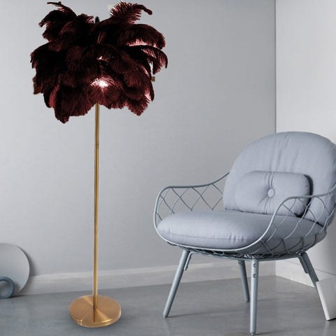 Straussenfeder-Stehlampe – 150 x 60 cm, mit echten Federn, glamourös & elegant