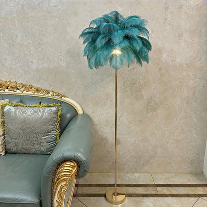 Straussenfeder-Stehlampe – 150 x 60 cm, mit echten Federn, glamourös & elegant