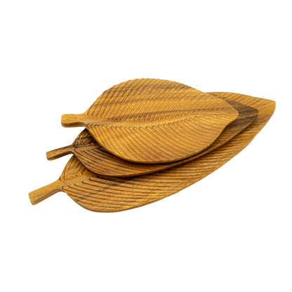 Servierplatte "Blatt" 3er Set – in 3 Grössen, für Snacks, Käse & Häppchen