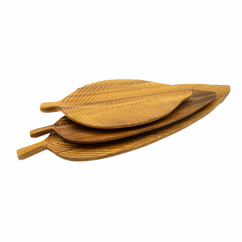 Servierplatte "Blatt" 3er Set – in 3 Grössen, für Snacks, Käse & Häppchen