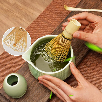 Matcha Tee Set – 4-teilig, mit Schale, Bambusbesen & Löffel