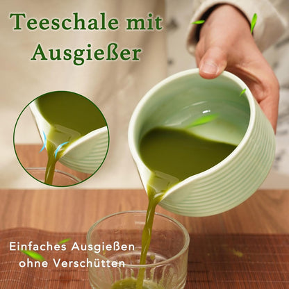 Matcha Tee Set – 4-teilig, mit Schale, Bambusbesen & Löffel