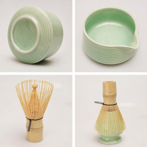 Matcha Tee Set – 4-teilig, mit Schale, Bambusbesen & Löffel