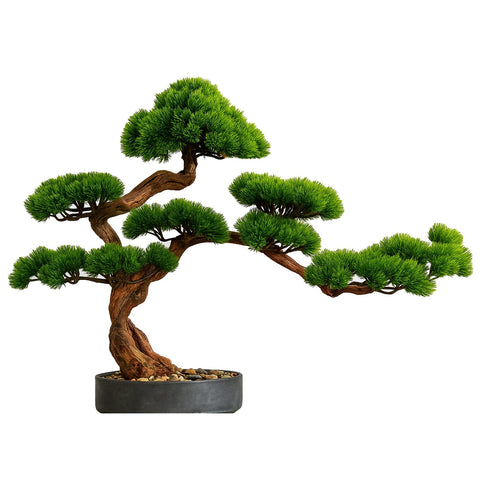 Japanischer Bonsai – 63 x 72 cm, künstlich, pflegeleicht, mit Dekosteinen