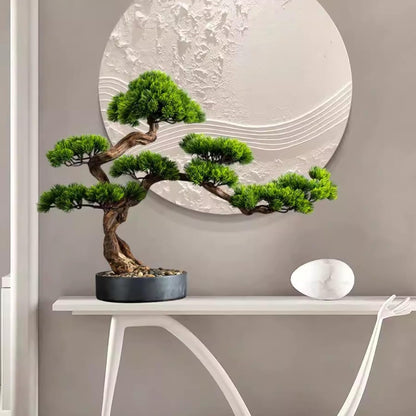Japanischer Bonsai – 63 x 72 cm, künstlich, pflegeleicht, mit Dekosteinen