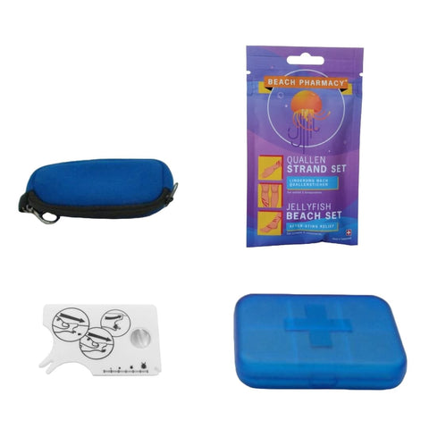 Schutz und Reise-Set – Quallen-Set, Pillenbox, Etui & Zeckenentferner